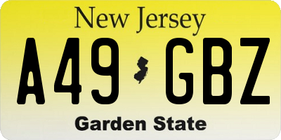 NJ license plate A49GBZ