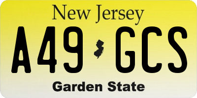 NJ license plate A49GCS