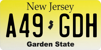 NJ license plate A49GDH