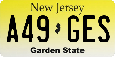 NJ license plate A49GES