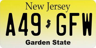 NJ license plate A49GFW