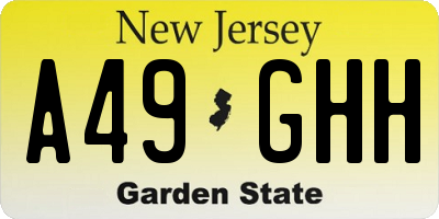 NJ license plate A49GHH