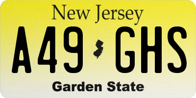 NJ license plate A49GHS