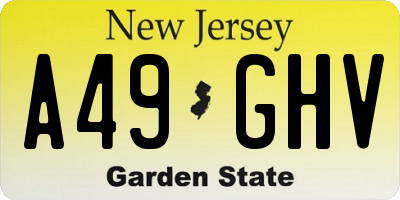 NJ license plate A49GHV