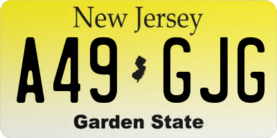 NJ license plate A49GJG