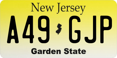 NJ license plate A49GJP
