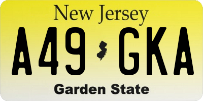 NJ license plate A49GKA