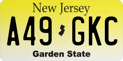 NJ license plate A49GKC