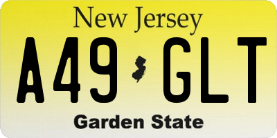 NJ license plate A49GLT