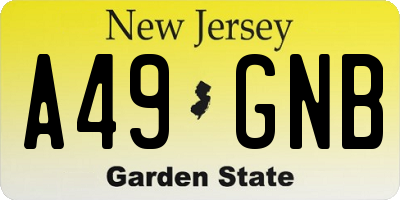 NJ license plate A49GNB