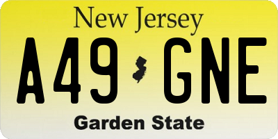 NJ license plate A49GNE
