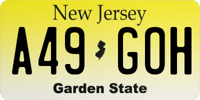 NJ license plate A49GOH
