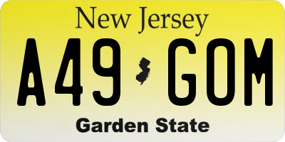 NJ license plate A49GOM