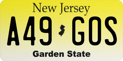 NJ license plate A49GOS