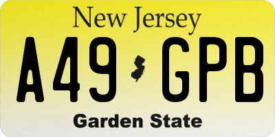 NJ license plate A49GPB