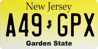 NJ license plate A49GPX