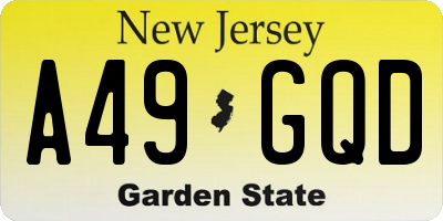 NJ license plate A49GQD