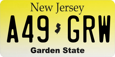 NJ license plate A49GRW