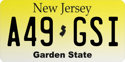 NJ license plate A49GSI