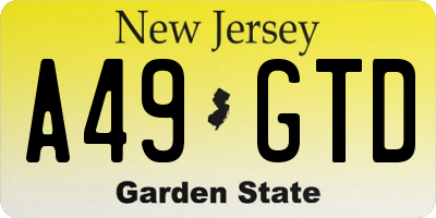NJ license plate A49GTD