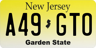 NJ license plate A49GTO