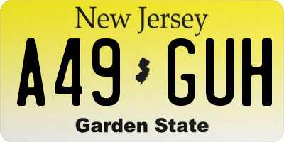 NJ license plate A49GUH