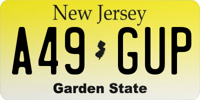 NJ license plate A49GUP