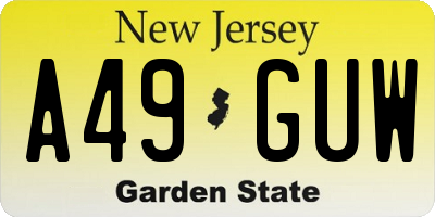 NJ license plate A49GUW