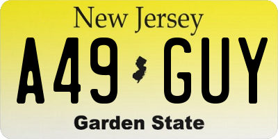 NJ license plate A49GUY
