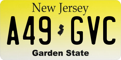 NJ license plate A49GVC