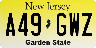 NJ license plate A49GWZ