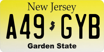 NJ license plate A49GYB
