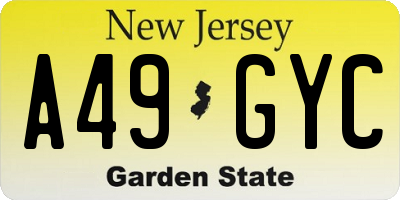 NJ license plate A49GYC