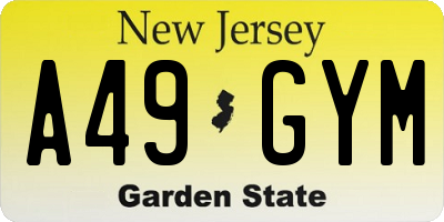 NJ license plate A49GYM