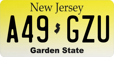 NJ license plate A49GZU