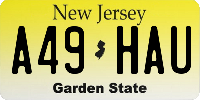 NJ license plate A49HAU
