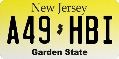 NJ license plate A49HBI