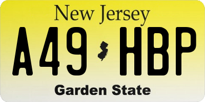 NJ license plate A49HBP