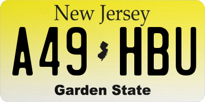 NJ license plate A49HBU