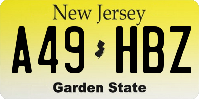 NJ license plate A49HBZ