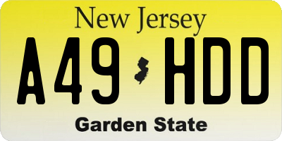 NJ license plate A49HDD