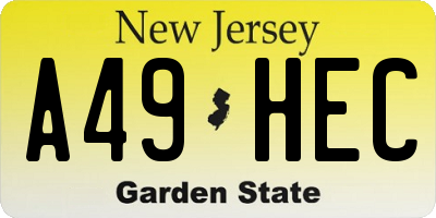 NJ license plate A49HEC