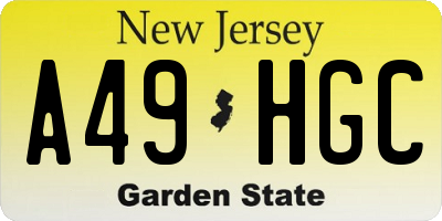 NJ license plate A49HGC