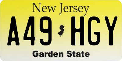 NJ license plate A49HGY