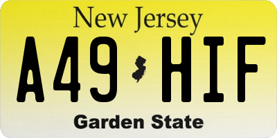NJ license plate A49HIF