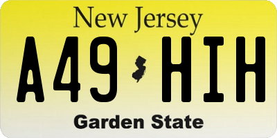 NJ license plate A49HIH