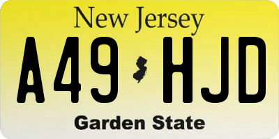NJ license plate A49HJD