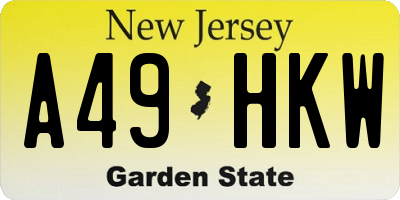 NJ license plate A49HKW