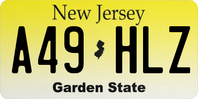 NJ license plate A49HLZ