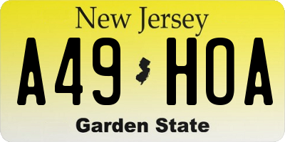 NJ license plate A49HOA